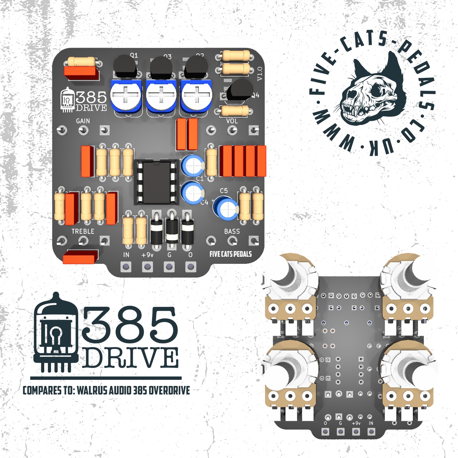 385 Drive - Walrus Audio 385 Overdrive Clone - Five Cats Pedals