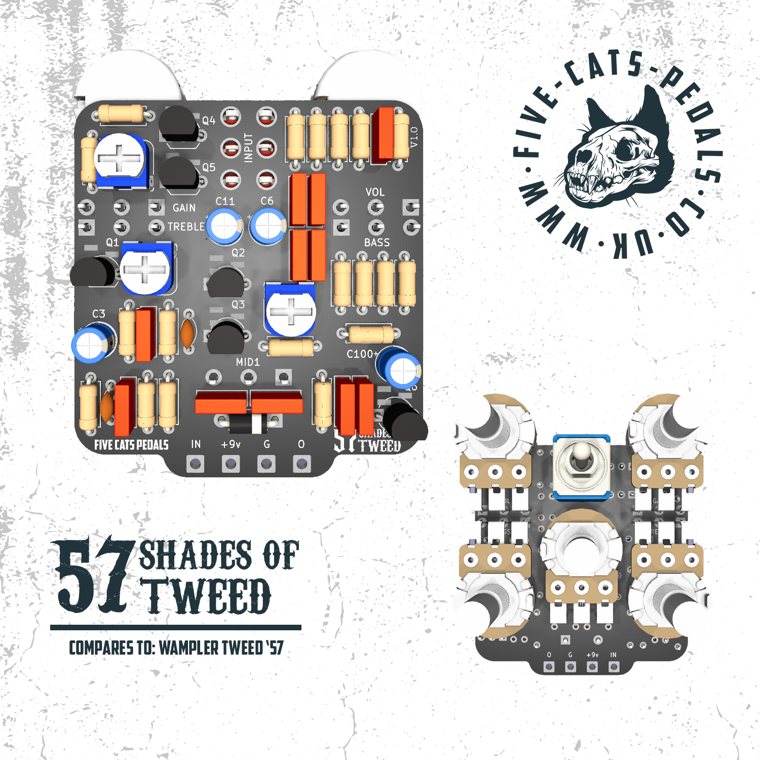 57 Shades of Tweed - Wampler Tweed 57 Clone - Five Cats Pedals